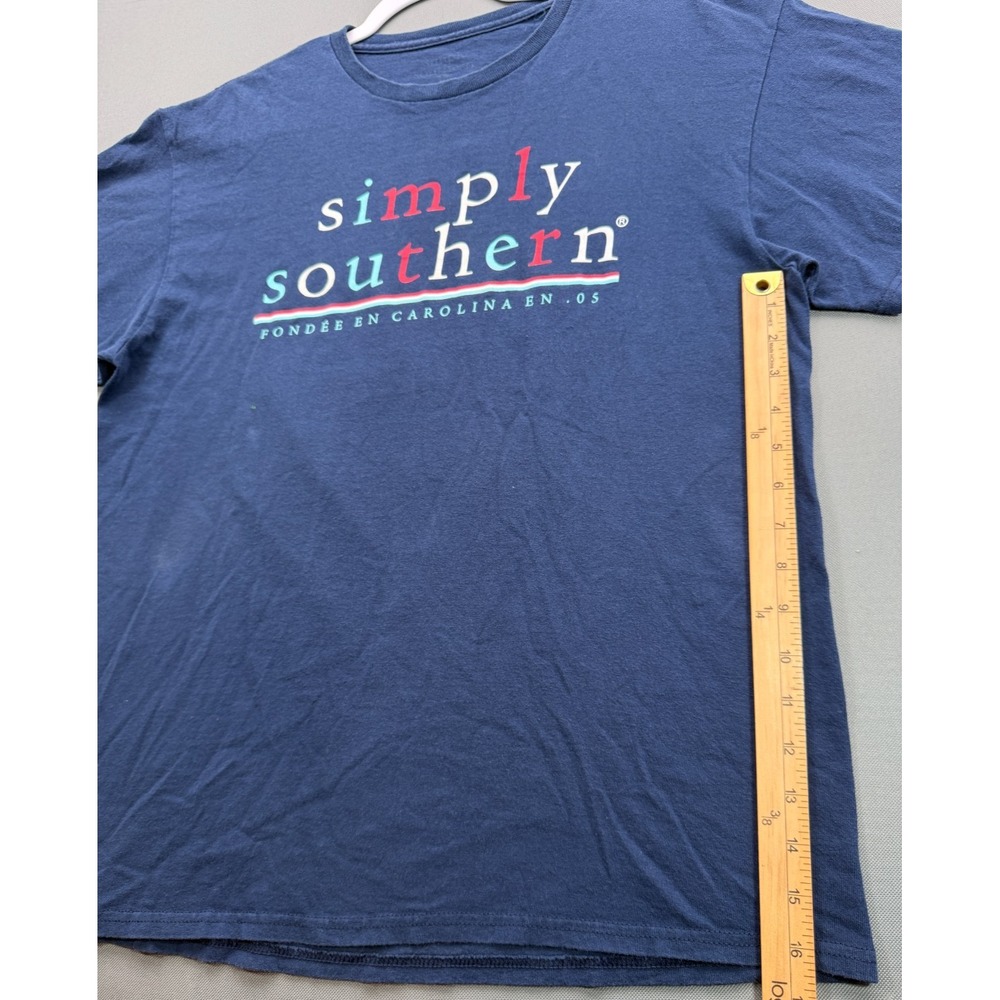 Simply Southern Red White & Moo Cow T-Shirt Navy Blue Patriotic Tee Womens Large - Picture 5 of 8